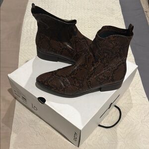 Aldo Brown Snake Print Ankle Boots